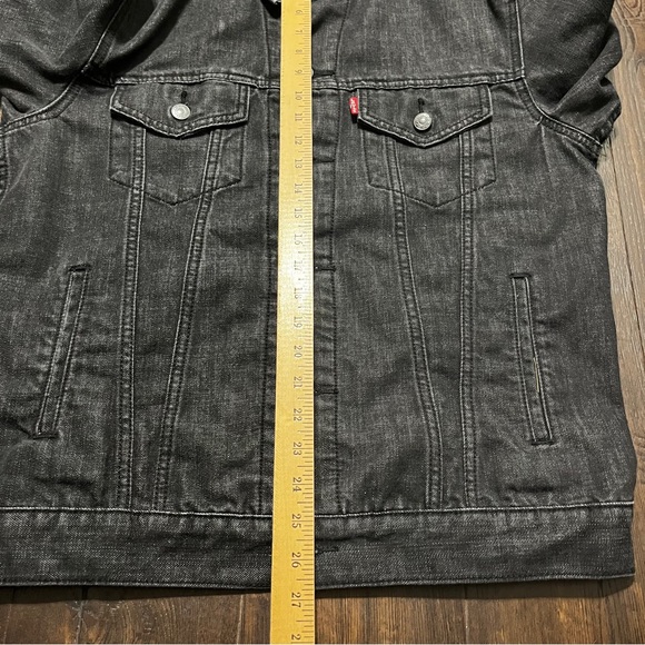 Men Levis Denim Trucker Jacket Sheer Lined Gray charcole Color Size L - Picture 7 of 7